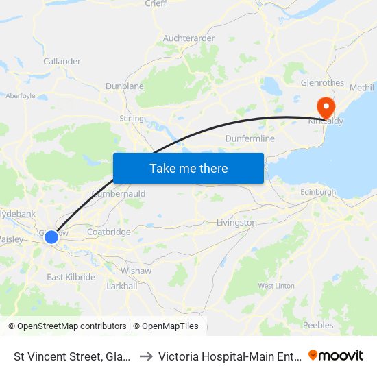 St Vincent Street, Glasgow to Victoria Hospital-Main Entrance map