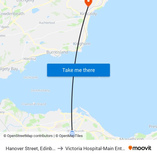 Hanover Street, Edinburgh to Victoria Hospital-Main Entrance map