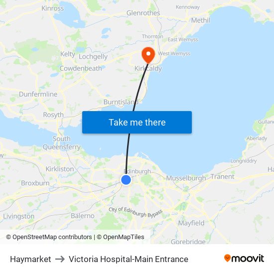 Haymarket to Victoria Hospital-Main Entrance map