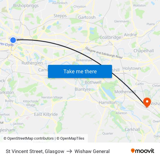 St Vincent Street, Glasgow to Wishaw General map