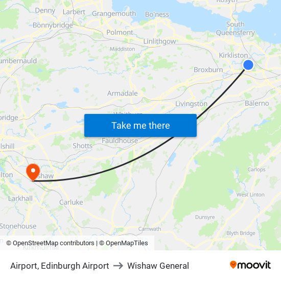 Airport, Edinburgh Airport to Wishaw General map