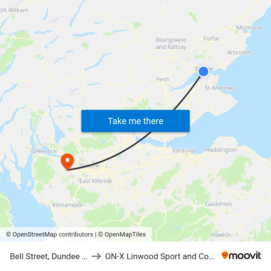 Bell Street, Dundee City Centre to ON-X Linwood Sport and Community Centre map