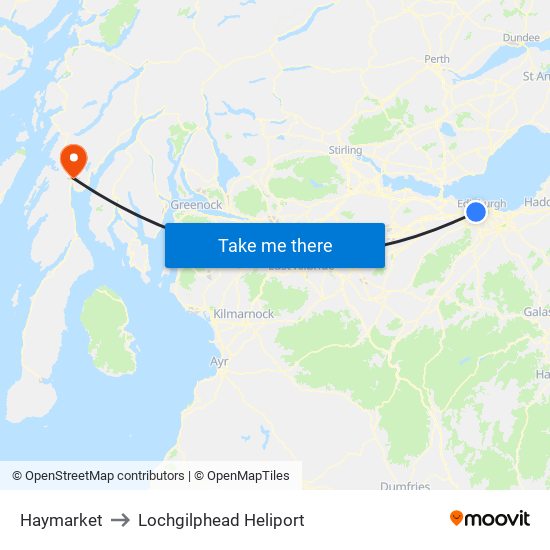 Haymarket to Lochgilphead Heliport map