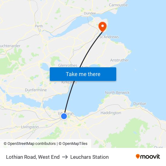 Lothian Road, West End to Leuchars Station map