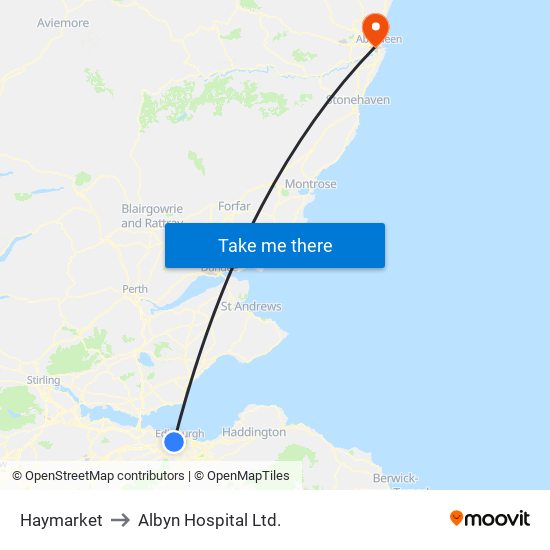 Haymarket to Albyn Hospital Ltd. map