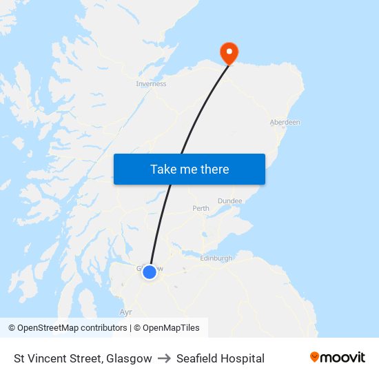 St Vincent Street, Glasgow to Seafield Hospital map