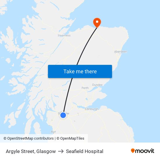 Argyle Street, Glasgow to Seafield Hospital map