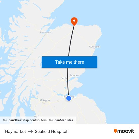 Haymarket to Seafield Hospital map