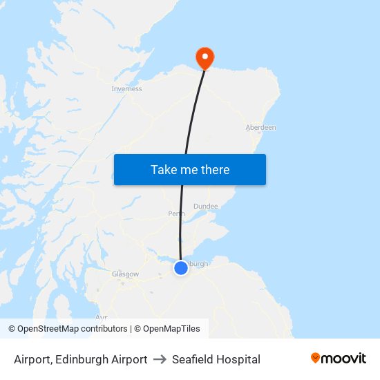 Airport, Edinburgh Airport to Seafield Hospital map