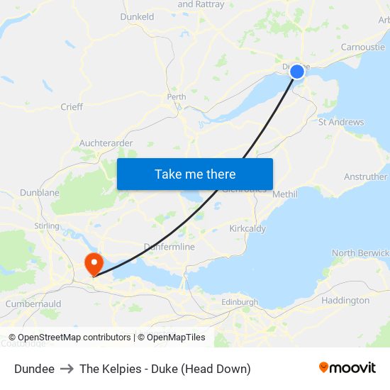 Dundee to The Kelpies - Duke (Head Down) map