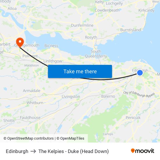 Edinburgh to The Kelpies - Duke (Head Down) map