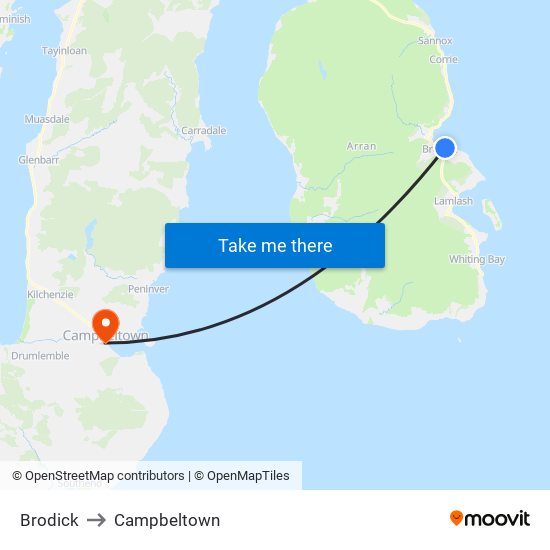 Brodick to Campbeltown map