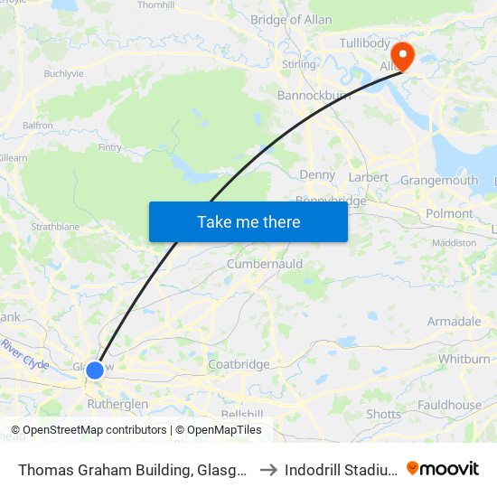 Thomas Graham Building, Glasgow to Indodrill Stadium map