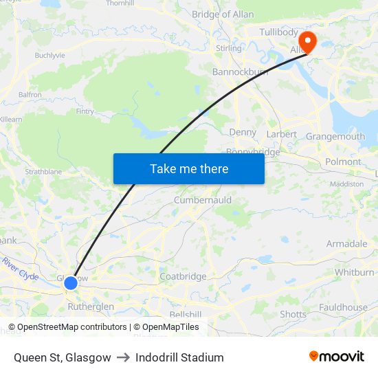 Queen St, Glasgow to Indodrill Stadium map