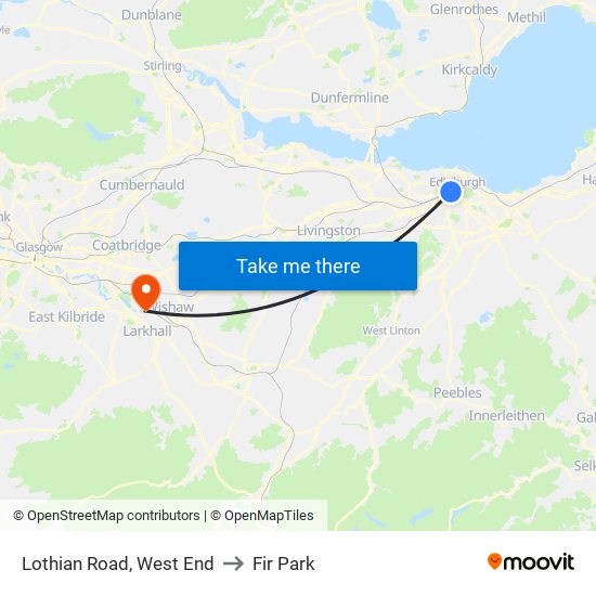 Lothian Road, West End to Fir Park map