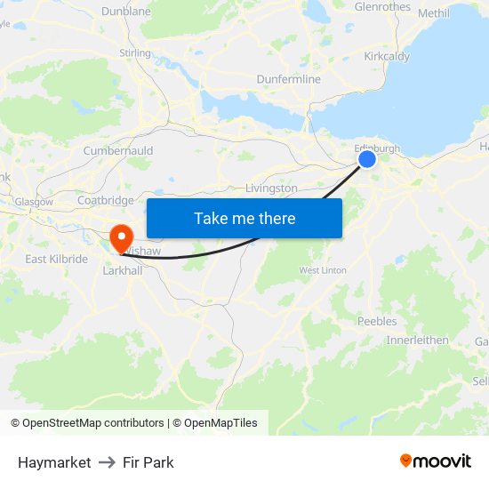 Haymarket to Fir Park map