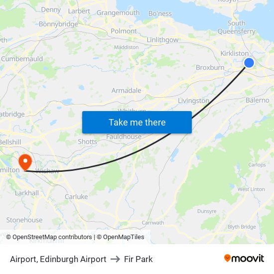 Airport, Edinburgh Airport to Fir Park map