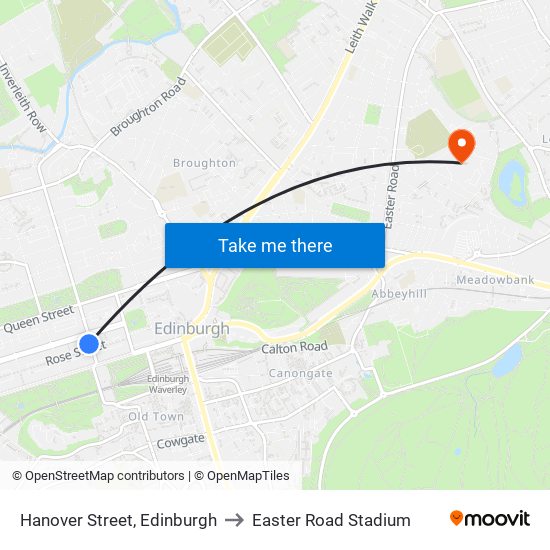 Hanover Street, Edinburgh to Easter Road Stadium map