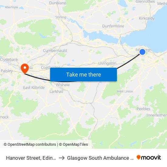 Hanover Street, Edinburgh to Glasgow South Ambulance Station map