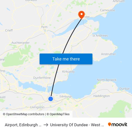 Airport, Edinburgh Airport to University Of Dundee - West Park Villas map