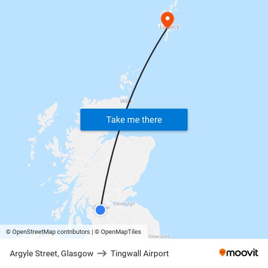 Argyle Street, Glasgow to Tingwall Airport map