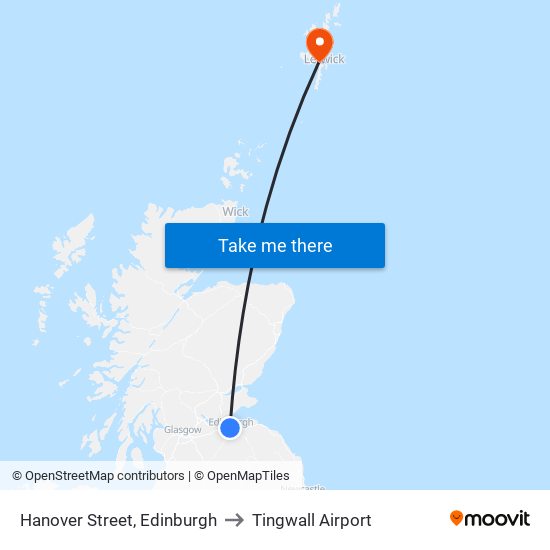 Hanover Street, Edinburgh to Tingwall Airport map