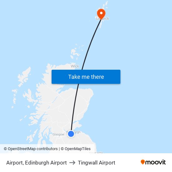 Airport, Edinburgh Airport to Tingwall Airport map