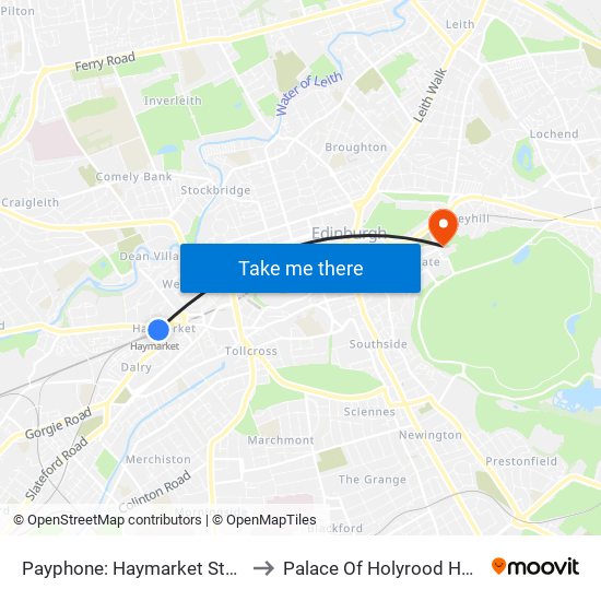 Payphone: Haymarket Station to Palace Of Holyrood House map