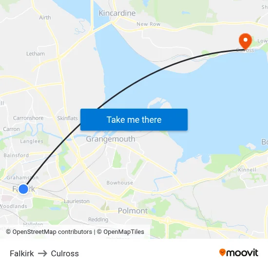 Falkirk to Culross map