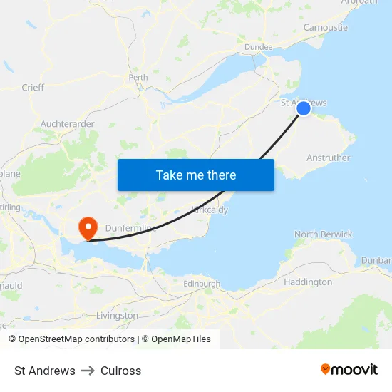 St Andrews to Culross map