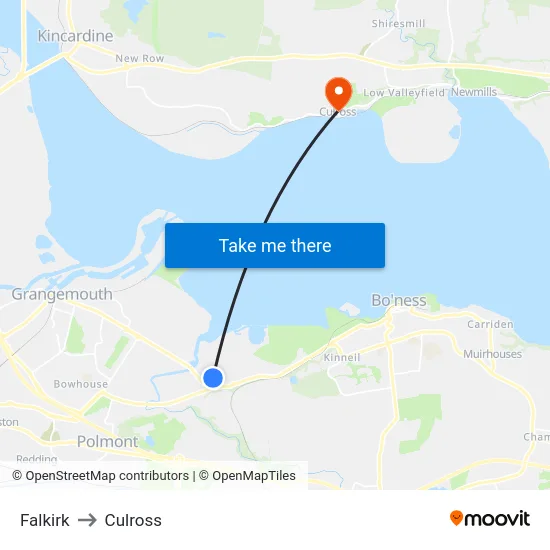 Falkirk to Culross map