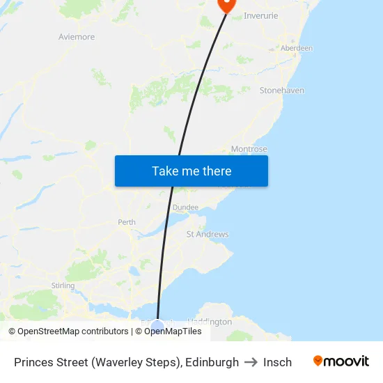 Princes Street (Waverley Steps), Edinburgh to Insch map