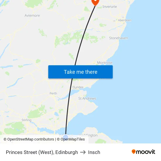 Princes Street (West), Edinburgh to Insch map