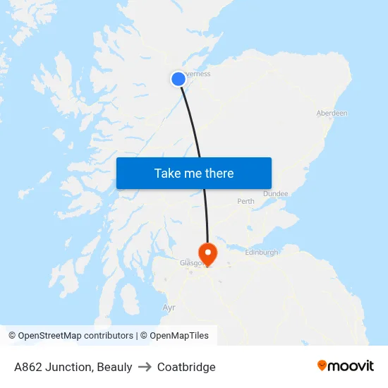 A862 Junction, Beauly to Coatbridge map