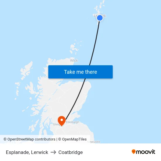 Esplanade, Lerwick to Coatbridge map