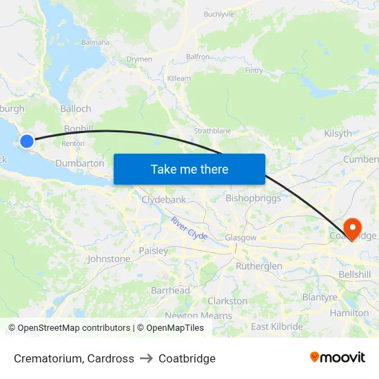 Crematorium, Cardross to Coatbridge map