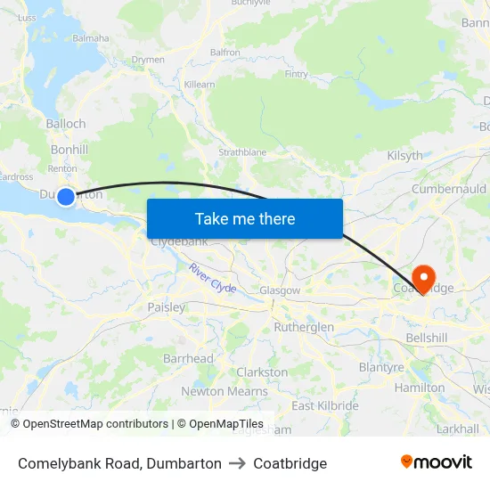 Comelybank Road, Dumbarton to Coatbridge map
