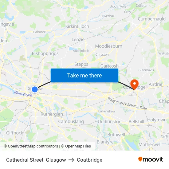 Cathedral Street, Glasgow to Coatbridge map