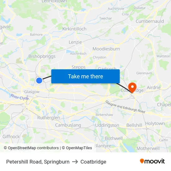 Petershill Road, Springburn to Coatbridge map