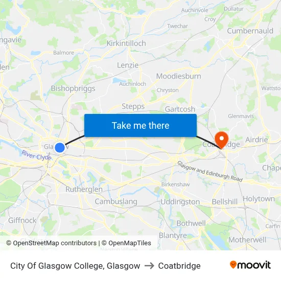 City Of Glasgow College, Glasgow to Coatbridge map