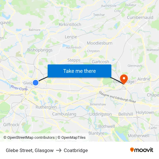 Glebe Street, Glasgow to Coatbridge map