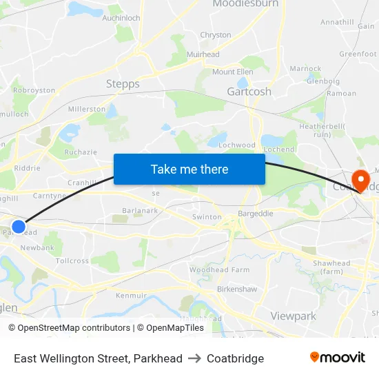 East Wellington Street, Parkhead to Coatbridge map
