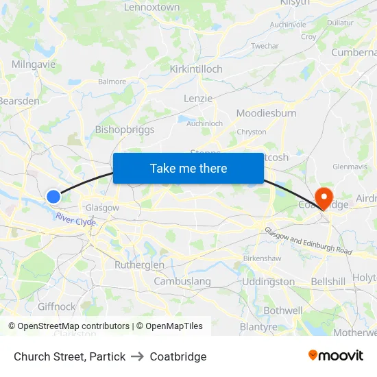 Church Street, Partick to Coatbridge map