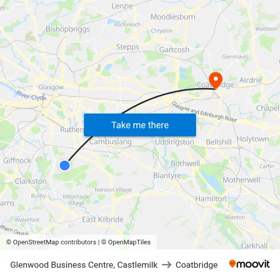 Glenwood Business Centre, Castlemilk to Coatbridge map
