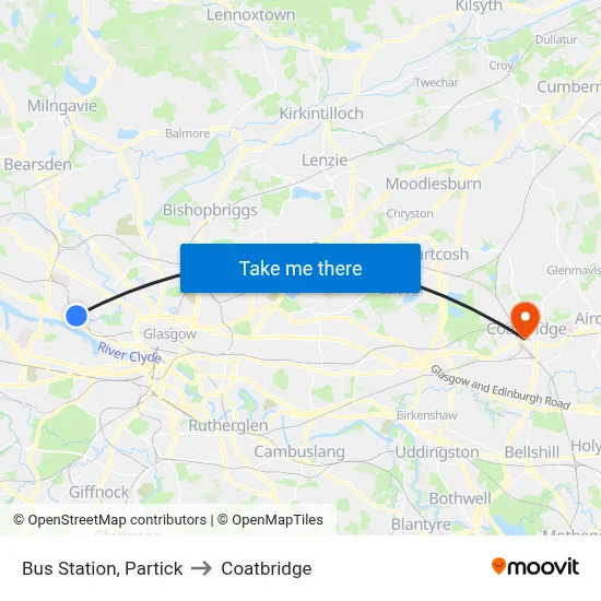 Bus Station, Partick to Coatbridge map
