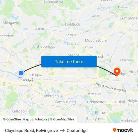 Clayslaps Road, Kelvingrove to Coatbridge map