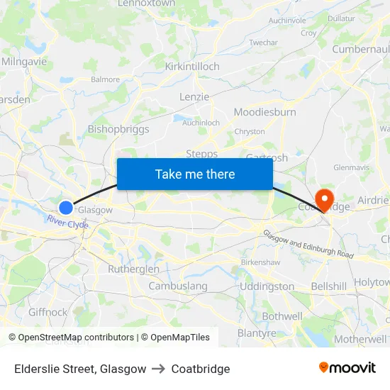 Elderslie Street, Glasgow to Coatbridge map