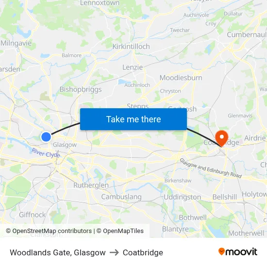 Woodlands Gate, Glasgow to Coatbridge map