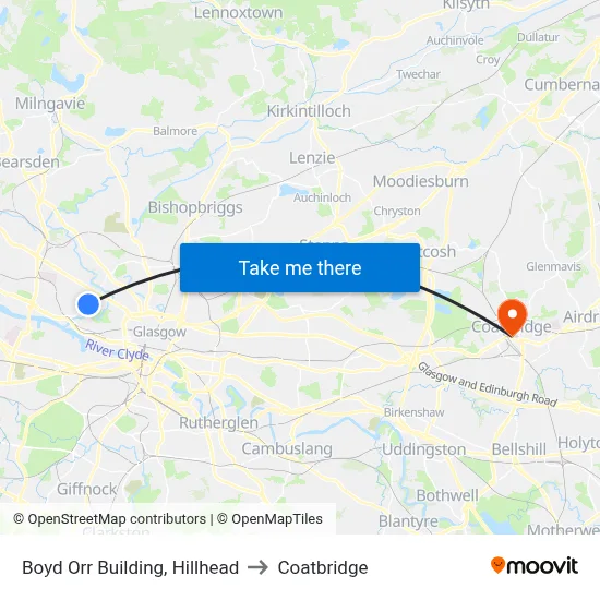 Boyd Orr Building, Hillhead to Coatbridge map