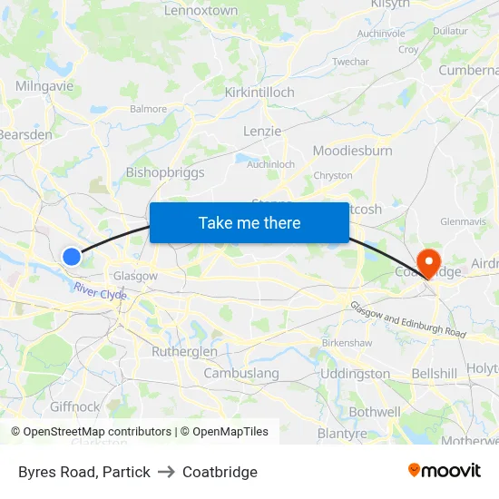 Byres Road, Partick to Coatbridge map